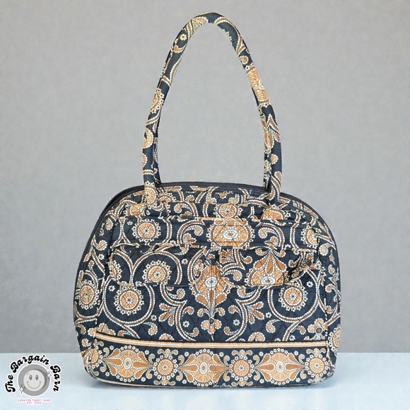 Vera Bradley Café Latte Y2K Quilted Bowler Shoulder Bag Brown Tan Zip Top Purse - Picture 3 of 7